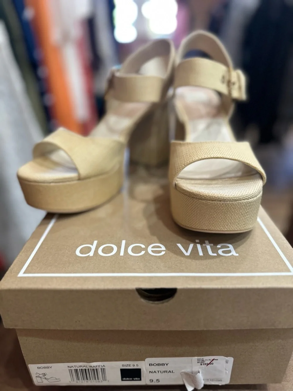 Dolce Vita Bobby Natural Raffia Platform Sandal with Ankle Strap NWT size 9.5 - Picture 3 of 8